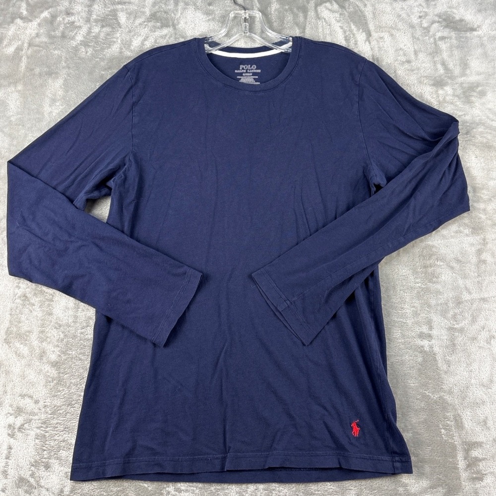 Polo Ralph Lauren T-Shirt Mens S Long Sleeve Navy Blue Pony Logo EUC